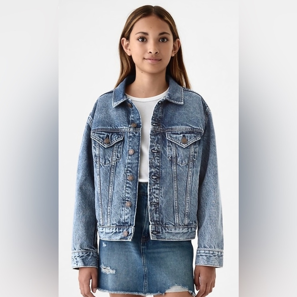 GAP Kids' Organic Cotton Icon Denim Jacket medium blue size L (10-11)